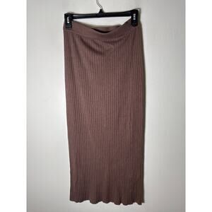 Max Studio Brown Ribbed Bodycon Swater Skirt Sz XS